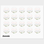 Sticker Rond Merci photo faire-part de naissance floral (Feuille)