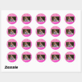Sticker Rond Merci photo fille enfant rose mignonne (Feuille)