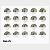 Sticker Rond Merci photo Golden Script Mariage Anniversaire (Feuille)
