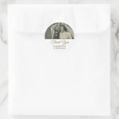 Sticker Rond Merci photo Golden Script Mariage Anniversaire (Sac)