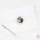 Sticker Rond Merci photo Mariage Gold Modern (Enveloppe)