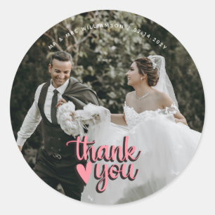 Sticker Rond Merci photo Mariage moderne