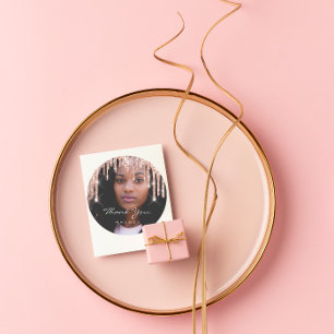 Sticker Rond Merci photo Nom de mariage Favor Rose Parties scin