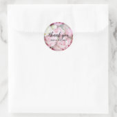 Sticker Rond Merci Pink Peonies Floral (Sac)