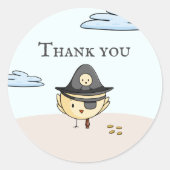 Sticker Rond Merci Pirate Oeil Patch Fête Oiseau (Devant)