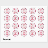 Sticker Rond Merci Plaid Rouge et Blanc Favoriser (Feuille)