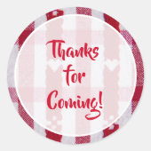 Sticker Rond Merci Plaid Rouge et Blanc Favoriser (Devant)