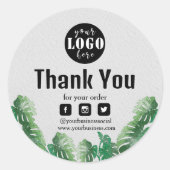 Sticker Rond Merci Plante vert aquarelle (Devant)