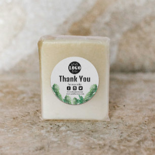 Sticker Rond Merci Plante vert aquarelle