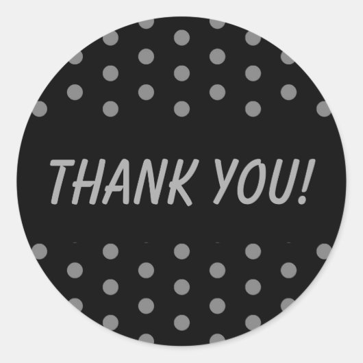 Sticker Rond Merci Pois noir et gris (Devant)