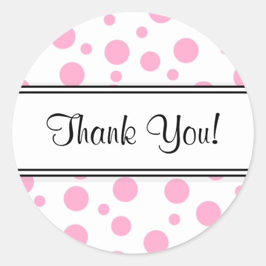 Sticker Rond Merci Pois rose (Devant)