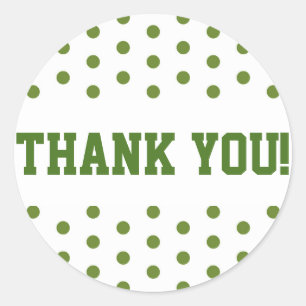 Sticker Rond Merci Pois vert et blanc