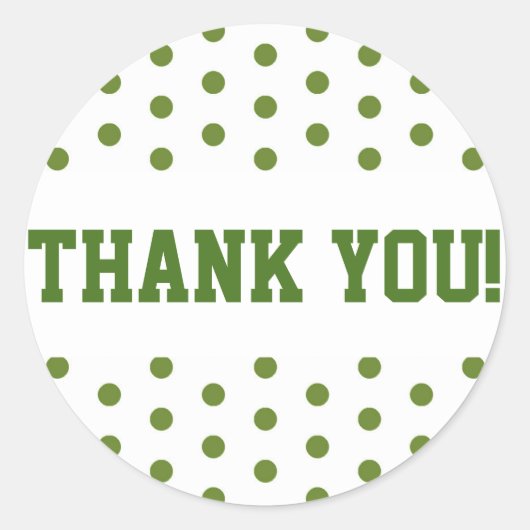 Sticker Rond Merci Pois vert et blanc (Devant)