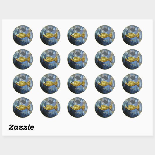 Sticker Rond "Merci" Poisson Rouge, (Feuille)