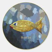 Sticker Rond "Merci" Poisson Rouge, (Devant)
