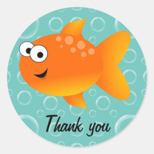 Sticker Rond Merci, poisson rouge