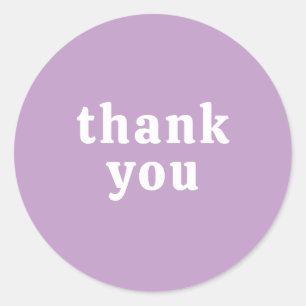 Sticker Rond Merci Police Retro Simple Mariage Lilas