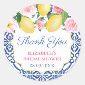 Sticker Rond Merci Positano Lemons Wedding shower Favoriser (Devant)