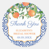 Sticker Rond Merci Positano Oranges Wedding shower Favoriser (Devant)