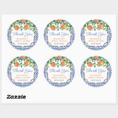 Sticker Rond Merci Positano Oranges Wedding shower Favoriser (Feuille)
