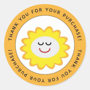 Sticker Rond Merci Pour Achat Smile Flower Circle