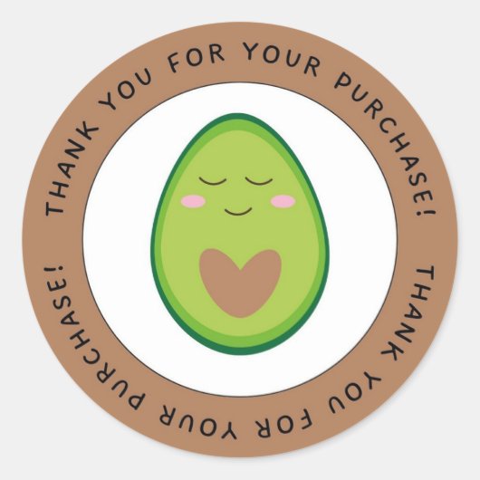Sticker Rond Merci Pour Acheter Funny Avocado Circle (Devant)