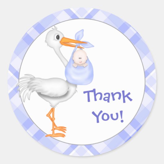 Sticker Rond Merci pour bébé et cigogne (Devant)