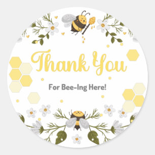 Sticker Rond Merci Pour Bee-Ing Ici - Fête À Thème Abeille