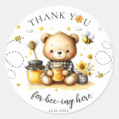 Sticker Rond Merci pour Bee-ing Miel Anniversaire Ours Bee (Devant)