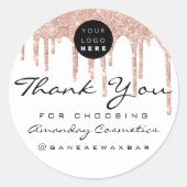 Sticker Rond Merci Pour Choisir Ajouter Votre Rose Logo Blanc (Devant)