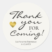 Sticker Rond Merci Pour Fête D'Anniversaire À Venir (Devant)