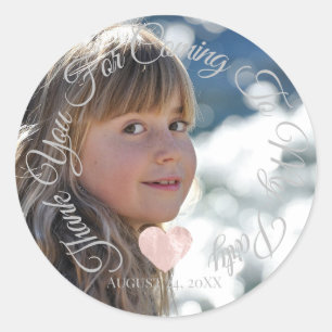 Sticker Rond Merci Pour Fête Venante Date Photo Coeur