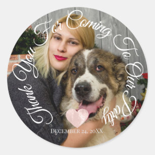 Sticker Rond Merci Pour Fête Venante Date Photo Coeur