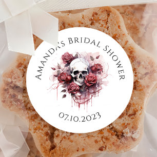 Sticker Rond Merci pour la Baby Shower de mariage Rose Gothique