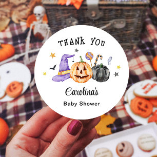 Sticker Rond Merci pour la Baby Shower d'Halloween