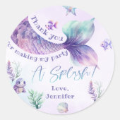 Sticker Rond Merci pour la fête d'anniversaire sirène (Devant)