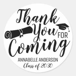 Sticker Rond Merci Pour La Fête De La Graduation Noire À Veni