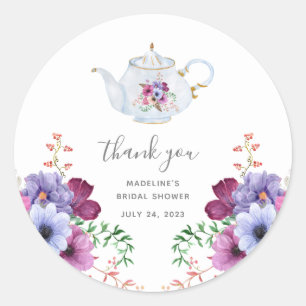 Sticker Rond Merci pour la fête de mariage vintage Time For Tea