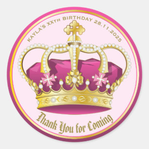 Sticker Rond Merci pour la fille rose perle