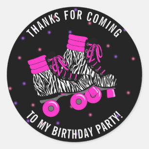 Sticker Rond Merci pour la Girly Roller Skate d'anniversaire