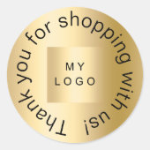 Sticker Rond Merci pour l'achat logo commercial or (Devant)