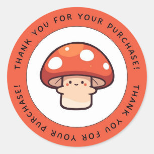 Sticker Rond Merci pour l'achat mignon rond de champignon