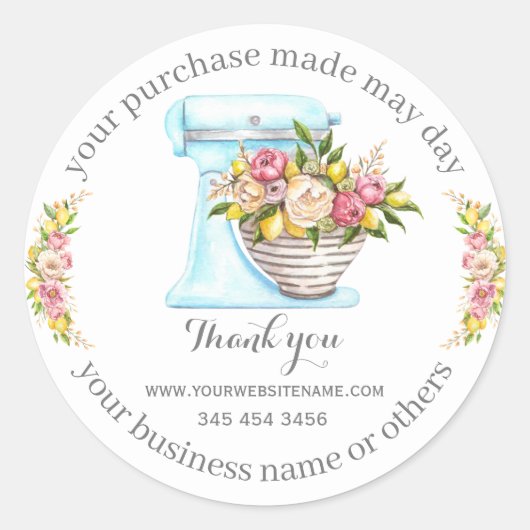 Sticker Rond Merci pour l'achat, petite boulangerie. (Devant)