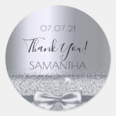 Sticker Rond Merci pour l'arc argent d'anniversaire (Devant)