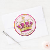 Sticker Rond Merci pour l'arrivée Pearl Crown Gold Rose Girly (Enveloppe)