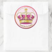 Sticker Rond Merci pour l'arrivée Pearl Crown Gold Rose Girly (Sac)