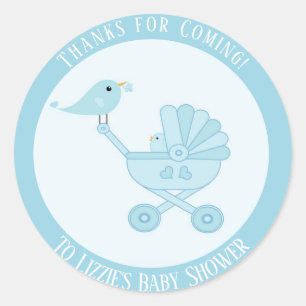 Sticker Rond Merci pour l'autocollant de Baby shower de garçon