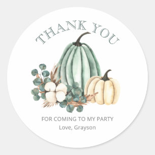 Sticker Rond Merci pour le 1er anniversaire de Pumpkin d'automn