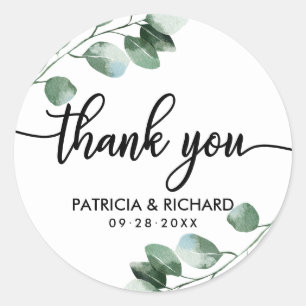 Sticker Rond Merci pour le mariage de verdure