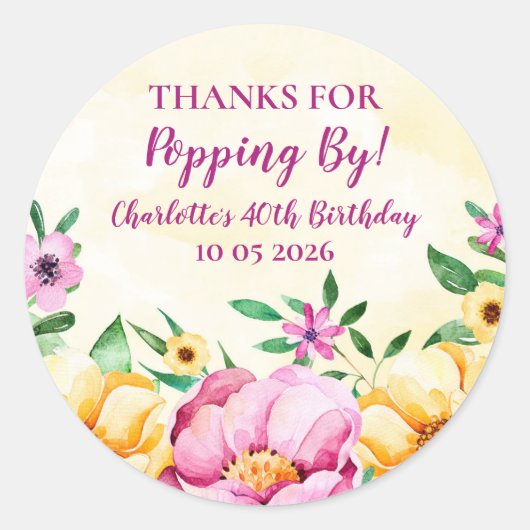 Sticker Rond Merci pour le printemps de Popping By Birthday Bal (Devant)